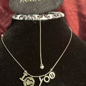 Pandora Silver 'I ♥ You' Pendant Necklace - Silver